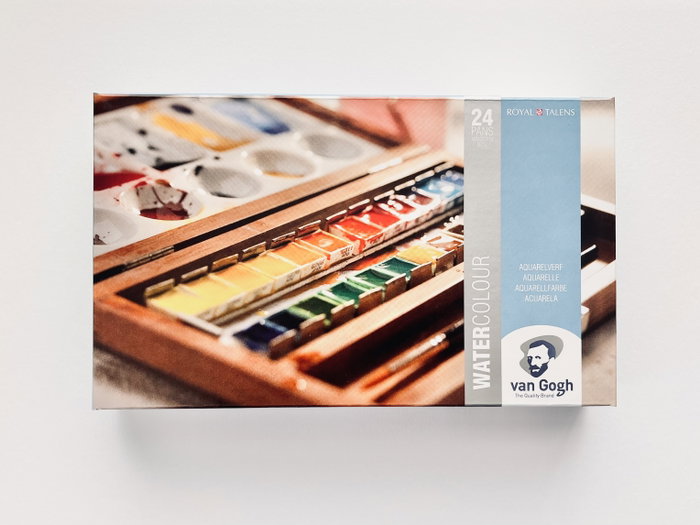 Van Gogh Set de acuarelas en caja de madera con 24 colores y 3 accesorios Van Gogh Set de acuarelas en caja de madera con 24 colores y 3 accesorios